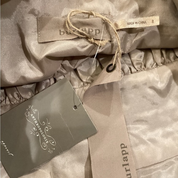 Anthropologie Burlapp polka dot Stripe Brown Black Sleeveless flare Mini dress 8 - Picture 11 of 11